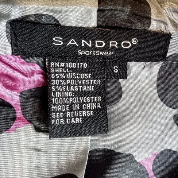 Sandro Grey Pink Fitted Round Collar Knit Jacket - Picture 5 of 6